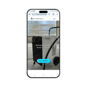 Siewert Bautrockner Design einer modernen Website auf einem Handy